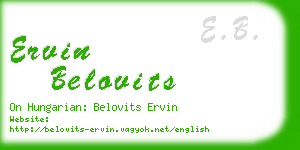 ervin belovits business card